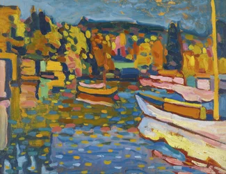Study of Landscape in Autumn with Boats