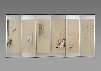 Pair of folding screens: Flowers of the Twelve Months, c.1900