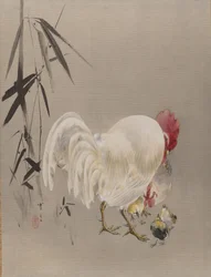 Rooster and Hen with Chicks