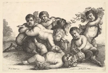 Four boys, two satyrs and a goat, 1654