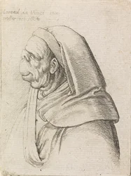 Grotesque Profile of a Man Wearing a Hood