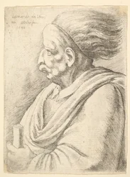 Man with Caricatured Features and Hair Streaming Behind