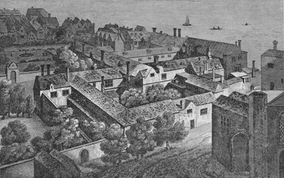 Winchester House, Southwark, about 1649, from the Tower of St. Saviours, c1812