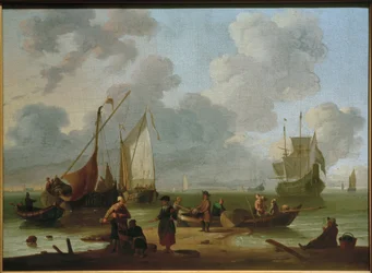 Ships Unloading on the Beach