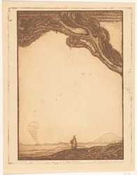 Man in a Volcanic Landscape in Bali