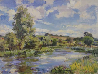 A Sunlit River Landscape