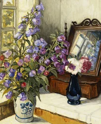 Foxgloves and Roses on a Dressing Table