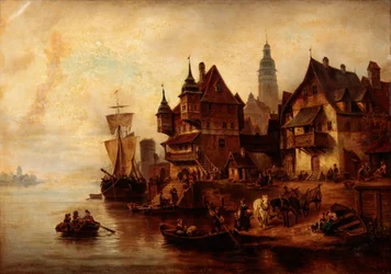 Waterfront Village Scene