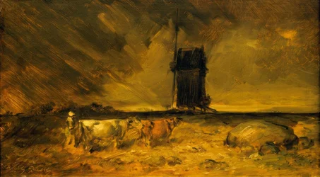 Large Thunderstorm Landscape with Windmill