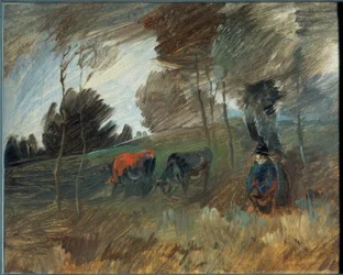 Pasture Landscape with Red Cow
