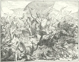 The Czech general and Hussite leader Jan Zizka in battle