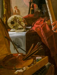 A Young Artist Examining a Sketch in a Mirror
