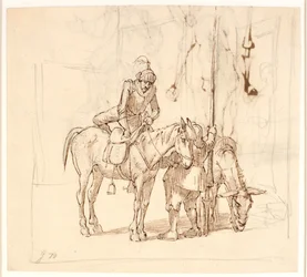 Don Quixote Mounting His Horse