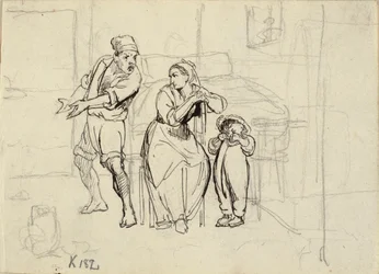 A Man Scolds His Wife and the Little Boy