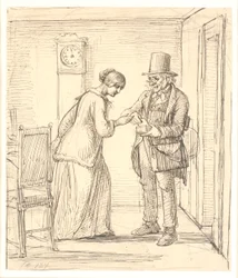 A Young Lady Receives a Letter from the Postman