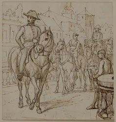 Four-horse Carriage with a Stout Gentleman in a Hat