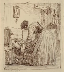 Italian Woman with Child in Cradle