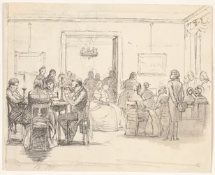 Copenhagen Social Scene, Left Card Players, Right Musicians