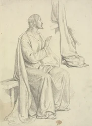Seated Jesus, and Drapery Study