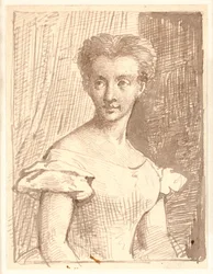 Study of Arendse Hulegaard, sitting, facing left