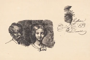 Study Sheet with Two Heads and a Writing Sample