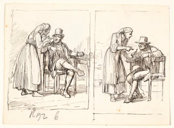 Two Scenes with an Italian Woman Talking to an Elderly Man