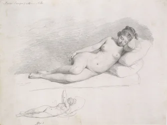 Two Studies of a Reclining Female Model