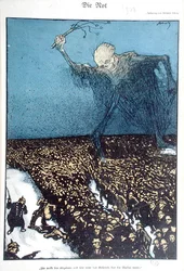 Poverty, pro-socialist caricature criticising the politics of the German Second Empire (1870-1914)