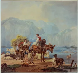 Shepherds by a Mountain Lake