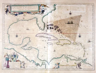 The Caribbean Sea: The Bermuda Triangle between the Bermuda Archipelago, Miami, and Puerto Rico. According to Wilhelm Blaeu