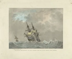 Sailing Ship on High Waves