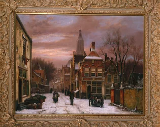 A Wintry Scene: A Dutch Street with Numerous Figures