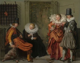 Elegant Couples Courting. Around 1616-20