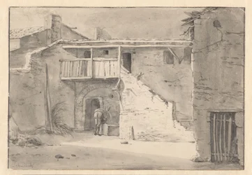 House with a Donkey by a Drinking Trough