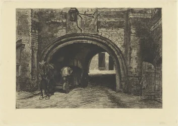 Vehicle with Horse under an Old Gate