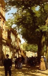 Midday on a Busy City Street
