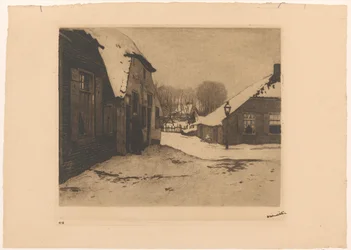 Snow-covered houses in Ede