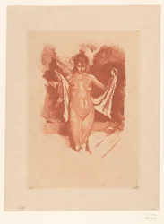 Standing Nude Woman Drying Herself