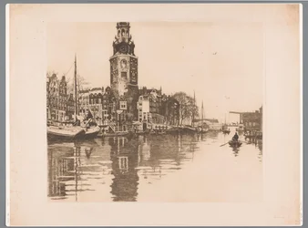 View of the Montelbaanstoren in Amsterdam
