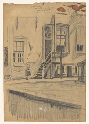 Girl by Wooden Stairs, Quay Wall