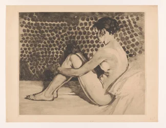 Nude Young Woman with Her Arms Around Her Knees
