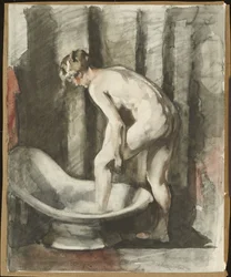 Naked Woman Stepping into Bath