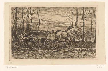 Cart with Firewood Pulled by Two Horses