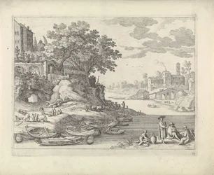 Harbor with Rowboats, Figures, and Cattle