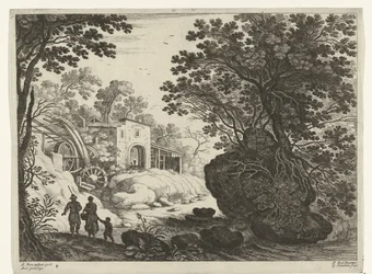 Couple and Child by a Watermill (Italian Landscapes)