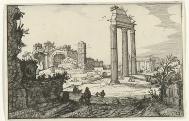 Temple of Castor and Pollux and the Basilica of Constantine (Roman Ruins and Coastal Landscapes, Series 1)