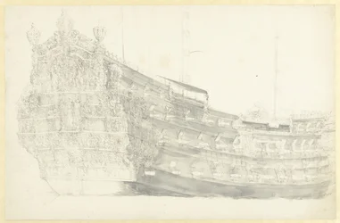 Portrait of an (Imaginary?) English Ship with Justice on the Stern