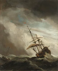 A Ship on the High Seas Caught by a Squall, Known as 