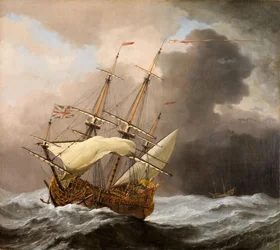 The English Ship Hampton Court in a Gale, 1678-80