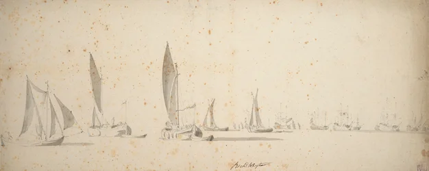 A tochtschuit, wijdschips and waterschips in a light breeze